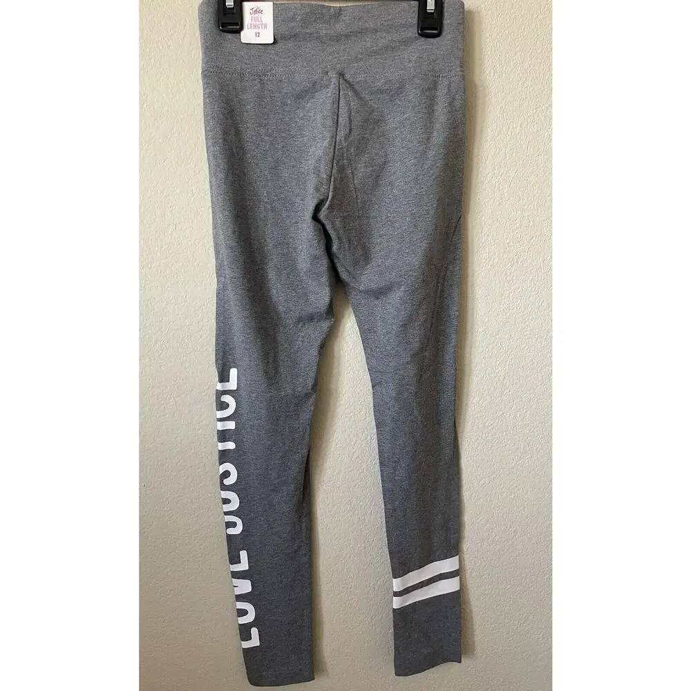 Lot Of 2 Justice Black Gray Striped High Waist Full Length Leggings Size 12